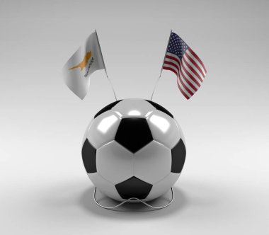 Kıbrıs - Amerika Birleşik Devletleri Futbol Bayrakları, Beyaz Arkaplan - 3D Hazırlama