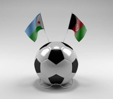 Cibuti - Afganistan Futbol Bayrakları, Beyaz Arkaplan - 3D Render