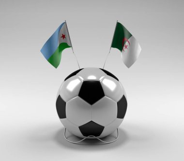 Cibuti - Cezayir Futbol Bayrakları, Beyaz Arkaplan - 3D Render