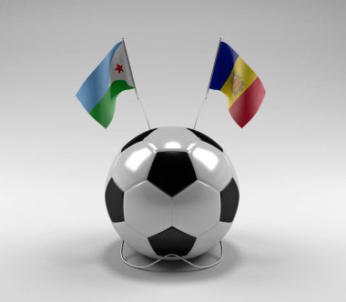 Cibuti - Andorra Futbol Bayrakları, Beyaz Arkaplan - 3D Render