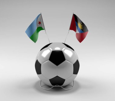 Cibuti - Antigua ve Barbuda Futbol Bayrakları, Beyaz Arkaplan - 3D Render