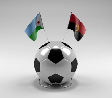 Cibuti - Angola Futbol Bayrakları, Beyaz Arkaplan - 3D Render