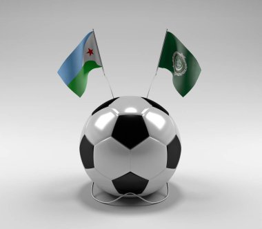 Cibuti - Arap Ligi Futbol Bayrakları, Beyaz Arkaplan - 3D Render