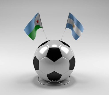 Cibuti - Arjantin Futbol Bayrakları, Beyaz Arkaplan - 3D Render