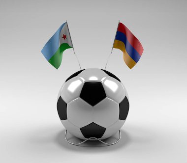 Cibuti - Ermenistan Futbol Bayrakları, Beyaz Arkaplan - 3D Render