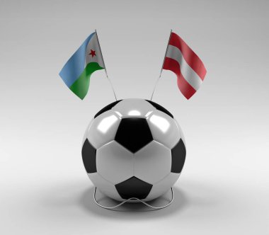 Cibuti - Avusturya Futbol Bayrakları, Beyaz Arkaplan - 3D Render