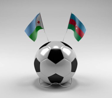 Cibuti - Azerbaycan Futbol Bayrakları, Beyaz Arkaplan - 3D Render