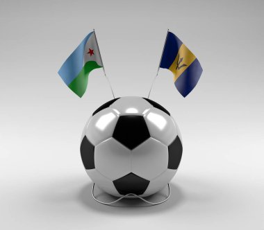 Cibuti - Barbados Futbol Bayrakları, Beyaz Arkaplan - 3D Render