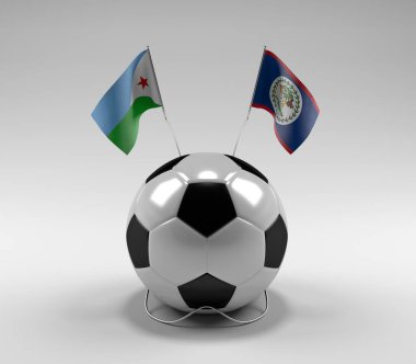 Cibuti - Belize Futbol Bayrakları, Beyaz Arkaplan - 3D Render