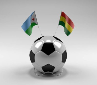 Cibuti - Bolivya Futbol Bayrakları, Beyaz Arkaplan - 3D Render