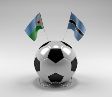 Cibuti - Botswana Futbol Bayrakları, Beyaz Arkaplan - 3D Render