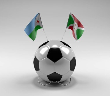 Cibuti - Burundi Futbol Bayrakları, Beyaz Arkaplan - 3D Render