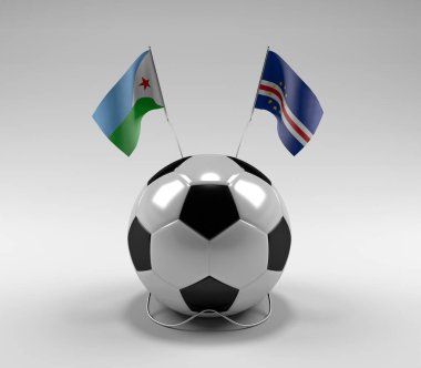 Cibuti - Cape-Verde Futbol Bayrakları, Beyaz Arkaplan - 3D Render