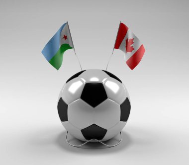 Cibuti - Kanada Futbol Bayrakları, Beyaz Arkaplan - 3D Render