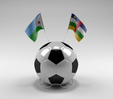 Cibuti - Orta Afrika Cumhuriyeti Futbol Bayrakları, Beyaz Arkaplan - 3D Render