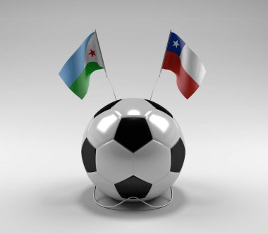 Cibuti - Şili Futbol Bayrakları, Beyaz Arkaplan - 3D Render