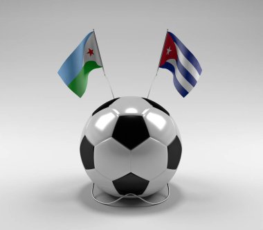 Cibuti - Küba Futbol Bayrakları, Beyaz Arkaplan - 3D Render