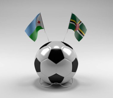 Cibuti - Dominica Futbol Bayrakları, Beyaz Arkaplan - 3D Render