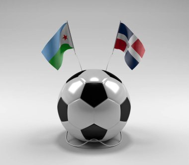 Cibuti - Dominik Cumhuriyeti Futbol Bayrakları, Beyaz Arkaplan - 3D Render