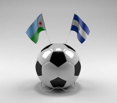 Cibuti - El-Salvador Futbol Bayrakları, Beyaz Arkaplan - 3D Render
