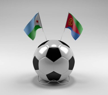 Cibuti - Eritre Futbol Bayrakları, Beyaz Arkaplan - 3D Render