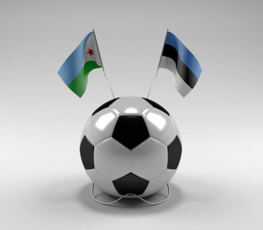Cibuti - Estonya Futbol Bayrakları, Beyaz Arkaplan - 3D Render