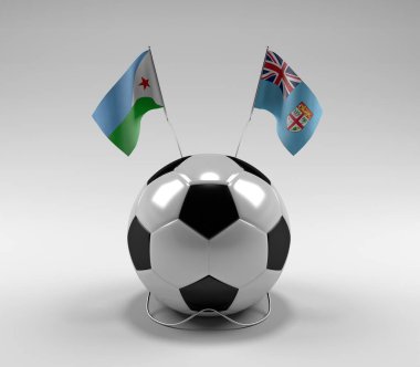 Cibuti - Fiji Futbol Bayrakları, Beyaz Arkaplan - 3D Render
