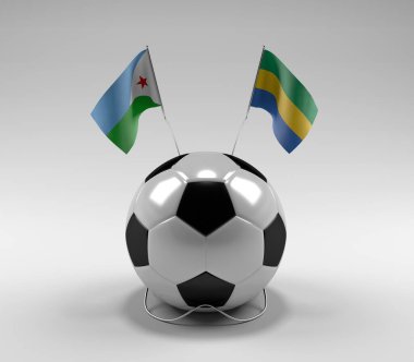 Cibuti - Gabon Futbol Bayrakları, Beyaz Arkaplan - 3D Render