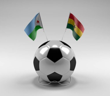 Cibuti - Gana Futbol Bayrakları, Beyaz Arkaplan - 3D Render