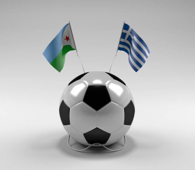 Cibuti - Yunanistan Futbol Bayrakları, Beyaz Arkaplan - 3D Render