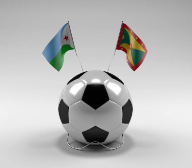 Cibuti - Grenada Futbol Bayrakları, Beyaz Arkaplan - 3D Render