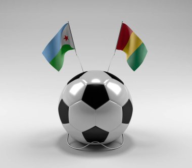 Cibuti - Gine Futbol Bayrakları, Beyaz Arkaplan - 3D Render