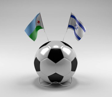 Cibuti - İsrail Futbol Bayrakları, Beyaz Arkaplan - 3D Render