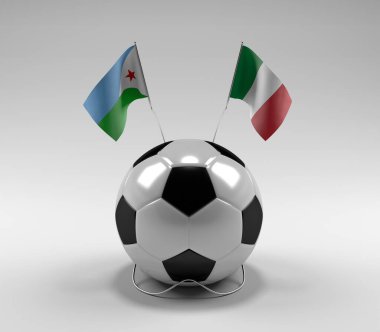 Cibuti - İtalya Futbol Bayrakları, Beyaz Arkaplan - 3D Render