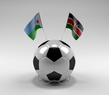 Cibuti - Kenya Futbol Bayrakları, Beyaz Arkaplan - 3D Render