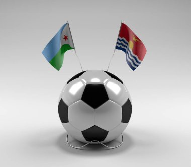 Cibuti - Kiribati Futbol Bayrakları, Beyaz Arkaplan - 3D Render