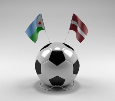 Cibuti - Letonya Futbol Bayrakları, Beyaz Arkaplan - 3D Render
