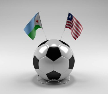 Cibuti - Liberya Futbol Bayrakları, Beyaz Arkaplan - 3D Render