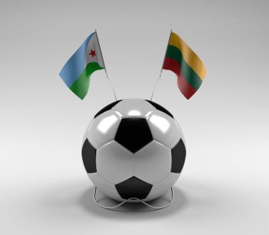 Cibuti - Litvanya Futbol Bayrakları, Beyaz Arkaplan - 3D Render