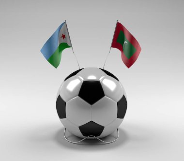 Cibuti - Maldivler Futbol Bayrakları, Beyaz Arkaplan - 3D Render