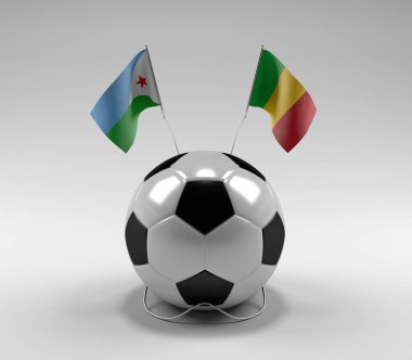 Cibuti - Mali Futbol Bayrakları, Beyaz Arkaplan - 3D Render
