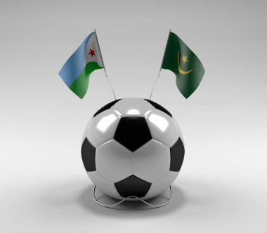 Cibuti - Moritanya Futbol Bayrakları, Beyaz Arkaplan - 3D Render
