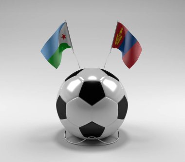 Cibuti - Moğolistan Futbol Bayrakları, Beyaz Arkaplan - 3D Render