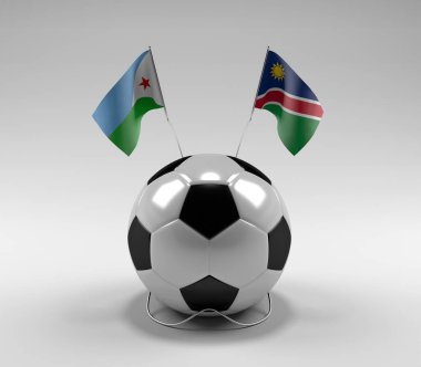 Cibuti - Namibya Futbol Bayrakları, Beyaz Arkaplan - 3D Render