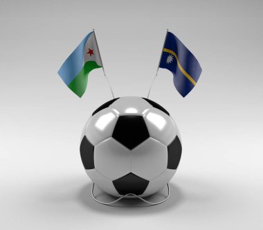 Cibuti - Nauru Futbol Bayrakları, Beyaz Arkaplan - 3D Render