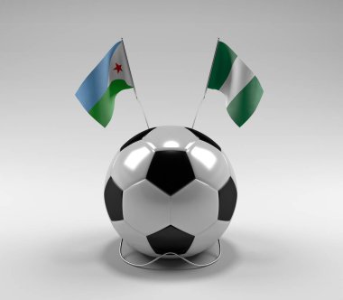 Cibuti - Nijerya Futbol Bayrakları, Beyaz Arkaplan - 3D Render