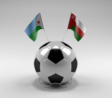 Cibuti - Umman Futbol Bayrakları, Beyaz Arkaplan - 3D Render
