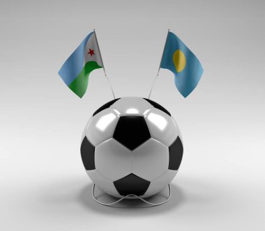 Cibuti - Palau Futbol Bayrakları, Beyaz Arkaplan - 3D Render