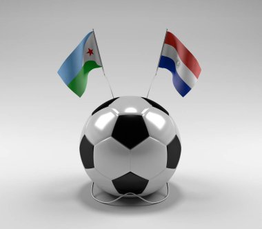 Cibuti - Paraguay Futbol Bayrakları, Beyaz Arkaplan - 3D Render