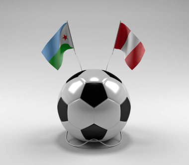 Cibuti - Peru Futbol Bayrakları, Beyaz Arkaplan - 3D Render